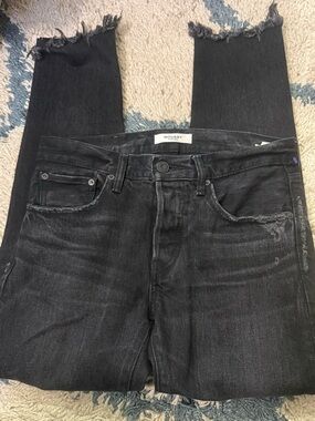 MOUSSY Vintage Japanese Denim Black Distressed Jeans Size 26 Women